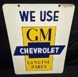 2 SIDED TIN SIGN CHEVROLET GENUINE GM PARTS