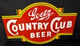 PORCELAIN SIGN GOETZ COUNTRY CLUB BEER