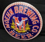 CONVEX PORCELAIN SIGN MOEHN BEER BURLINGTON IOWA