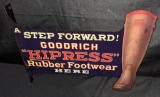 DIE CUT TIN FLANGE SIGN GOODRICH HIPRESS FOOTWEAR