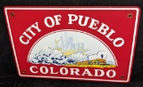 PORCELAIN MUNICIPALITY SIGN CITY PUEBLO COLORADO
