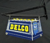 RARE SIZE 2 SIDED DIE CUT TIN SIGN DELCO BATTERIES