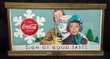 2 SIDED CARDSTOCK COCA COLA SIGN ORIGINAL FRAME
