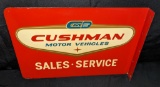 TIN FLANGE SIGN CUSHMAN MOTOR VEHICLES