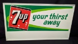 EMBOSSED TIN SIGN SEVEN UP 7-UP 7 UP 7UP SODA POP