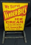 EMBOSSED TIN CURB SIGN VANDER BIES ICE CREAM