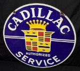2 SIDED PORCELAIN SIGN CADILLAC AUTHORIZED SERVICE