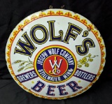 PORCELAIN CORNER SIGN WOLFS BEER STILLWATER MN