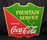 2 SIDED PORCELAIN SIGN COCA COLA FOUNTAIN SERVICE