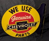 NOS TIN FLANGE SIGN CHEVROLET GENUINE PARTS