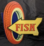 RARE 2 SIDED TIN FLANGE SIGN FISK RED TOP TIRES