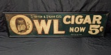 WOOD FRAME TIN SIGN STRAITON & STORM OWL CIGARS