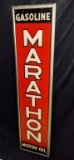 EMBOSSED TIN SIGN MARATHON GASOLINE MOTOR OIL