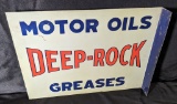 TIN FLANGE SIGN DEEP ROCK MOTOR OILS & GREASES