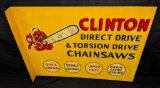 CLINTON CHAINSAWS CHAIN SAW TIN FLANGE SIGN