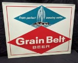 EMBOSSED TIN SIGN GRAIN BELT BEER