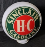 GLASS GAS PUMP GLOBE SINCLAIR H-C GASOLINE