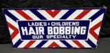 PORCELAIN FLANGE SIGN LADIES & CHILDREN HAIR BOBB