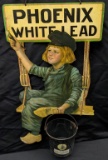 2 SIDED TIN LITHO STRING HOLDER SIGN PHOENIX WHITE