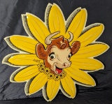 NOS EMBOSSED DIE CUT SIGN BORDENS DAIRY ELSIE