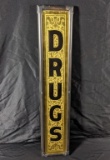 REVERSE CHIPPED GLASS SIGN DRUGS DRUG STORE