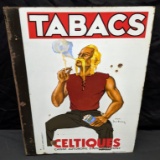 PORCELAIN FLANGE SIGN TOBACCO CIGARETTES TABACS