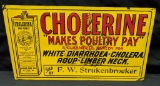 EMBOSSED TIN SIGN CHOLERINE POULTRY MEDECINE