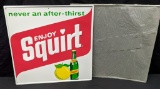 NOS EMBOSSED TIN SIGN ENJOY SQUIRT SODA POP