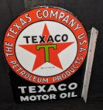 PORCELAIN FLANGE SIGN TEXACO MOTOR OIL