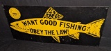 PORCELAIN SIGN PENNSYLVANIA FISHING LAW SIGN