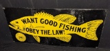 PORCELAIN SIGN PENNSYLVANIA FISHING LAW SIGN
