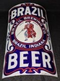 PORCELAIN CORNER BEER SIGN BRAZIL BREWING INDIANA