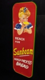 NOS EMBOSSED TIN SIGN REACH FOR SUNBEAM BREAD