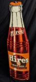 EMBOSSED TIN DIE CUT BOTTLE SIGN HIRES ROOT BEER