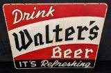 2 SIDED STEEL SIGN DRINK WALTERS BEER EAU CLAIRE