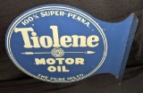 TIN FLANGE SIGN PURE OIL CO TIOLENE MOTOR OIL