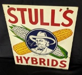 2 SIDED TIN DEALER SIGN STULL'S SEED CORN