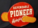 EMBOSSED TIN SIGN PIONEER HYBRID SEED CORN