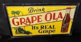 EMBOSSED TIN SIGN DRINK GRAPE OLA SODA POP
