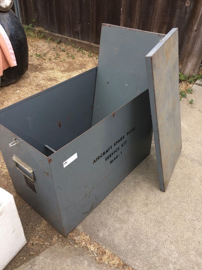 Empty metal bin with lid