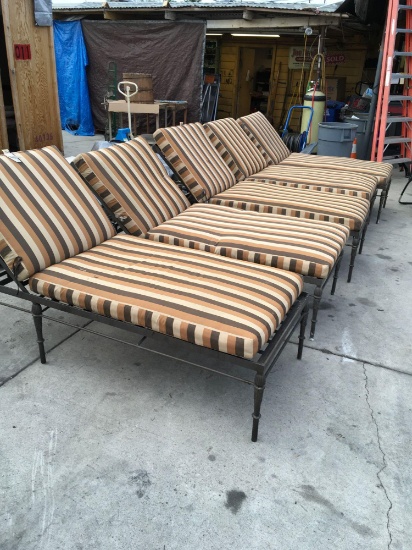 Metal Frame Chaise Lounge Chairs with Gold Crest cushions