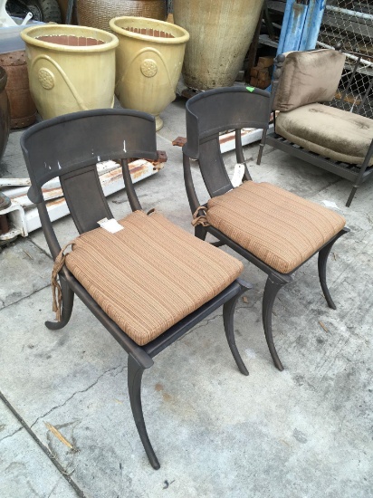 Steel patio chairs with Gold Crest cushions