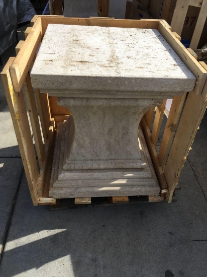 28" T x 24" x 24" Heavy Travertine outdoor Pedestal and travertine hexagon 5' W table top