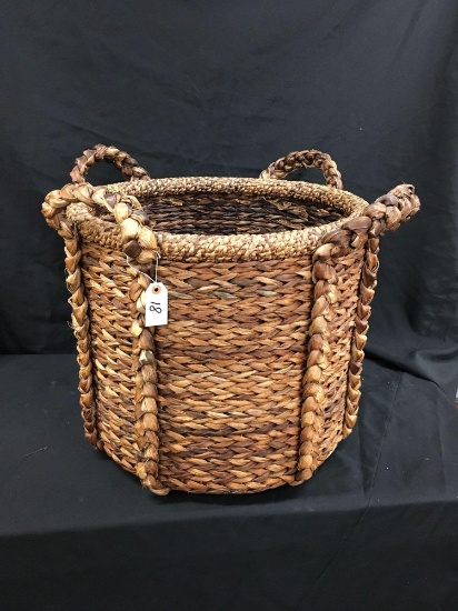 Large Wicker Basket with Braided Handles 20" tall x 23" wide