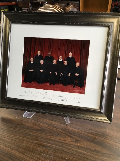 Framed Picture of Supreme Court Justices with signatures. 24.6" wide x 21"tall