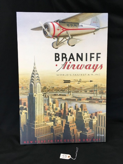 Braniff Airways signed K Erickson poster. 36"tall x 24.6"wide