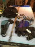 Lot of assorted diving items. JBJ Spear gigs, snorkle mask,bag, etc