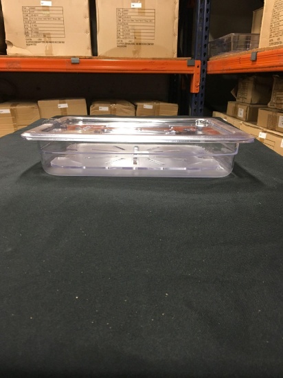 New 2 1/2" deep 1/2 pans with drain trays and lids