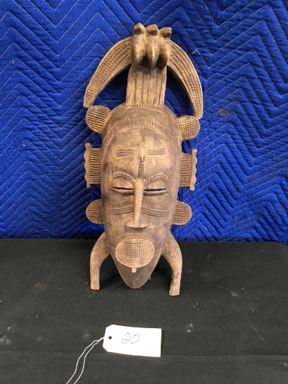 African Art; 21"x 9" African wall art mask