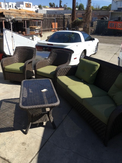 Patio set; 2 Swivel Chairs, Sofa & Table